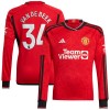 Camiseta de fútbol Manga Larga Manchester United Van De Beek 34 Primera Equipación 23-24 - Hombre